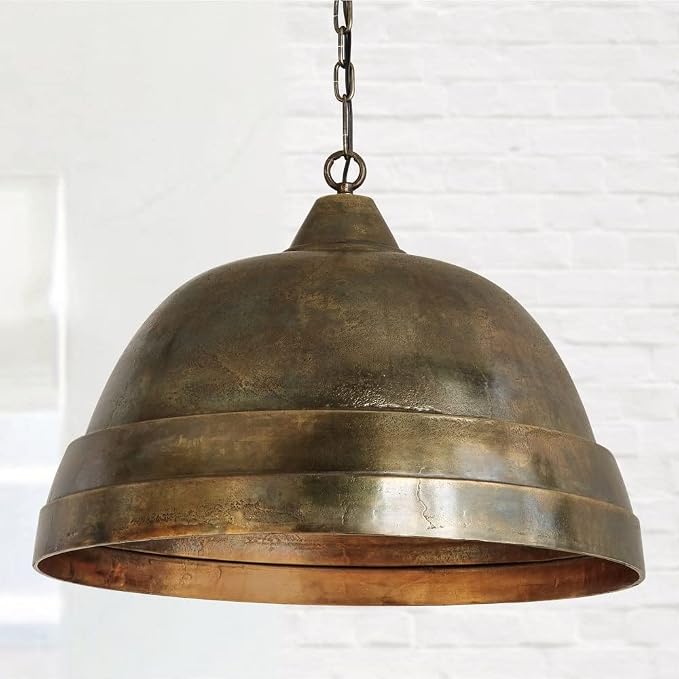 Capital Lighting 335313XB Sedona Handcrafted Sand-Cast Aluminum Industrial Metal Dome Pendant, 1-Light 100 Watts, 20" H x 28" W, Oxidized Brass