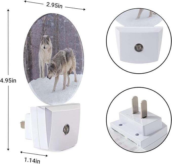 EKOBLA Wolf Spirits Night Lights Plug into Wall Wolf Howling in Woods Magical Wildlife Animal Plug-in Nightlights Dusk to Dawn Sensor Home Wall Decor Round Lamp for Boys Girls Men Women