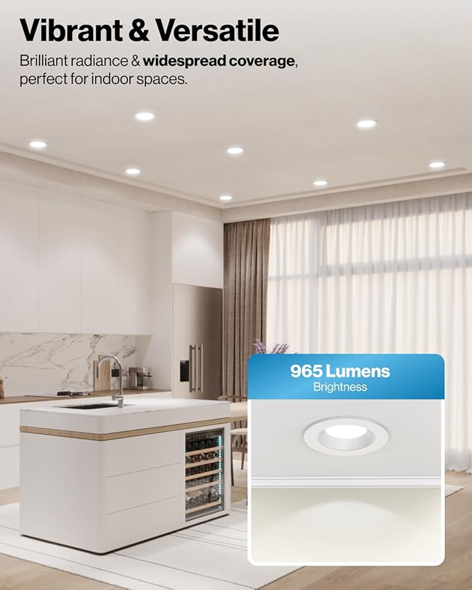 Sunco 12 Pack Retrofit LED Recessed Lighting 6 Inch, Downlight Can Lights for Ceiling, Baffle Trim, 965 LM, 13W (120W Equivalent), 6000K Daylight Deluxe, Dimmable, Damp Rated UL