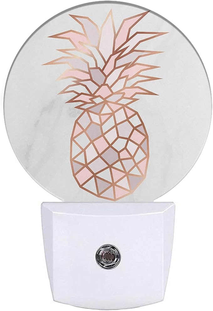 EKOBLA Pink Pineapple Night Light, Fruit and Gray Marble Night Lights Plug Into Wall with Auto Sensor for Bedroom and Bathroom