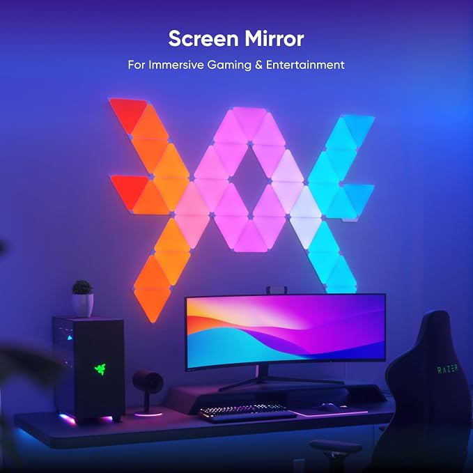 Nanoleaf Shapes Triangle Lights, Smart RGBW LED Wall Light Panels, 7PK | Compatible with Alexa Google Assistant, Home Wall Decor for Living Room with Music Sync, Smarter Kit