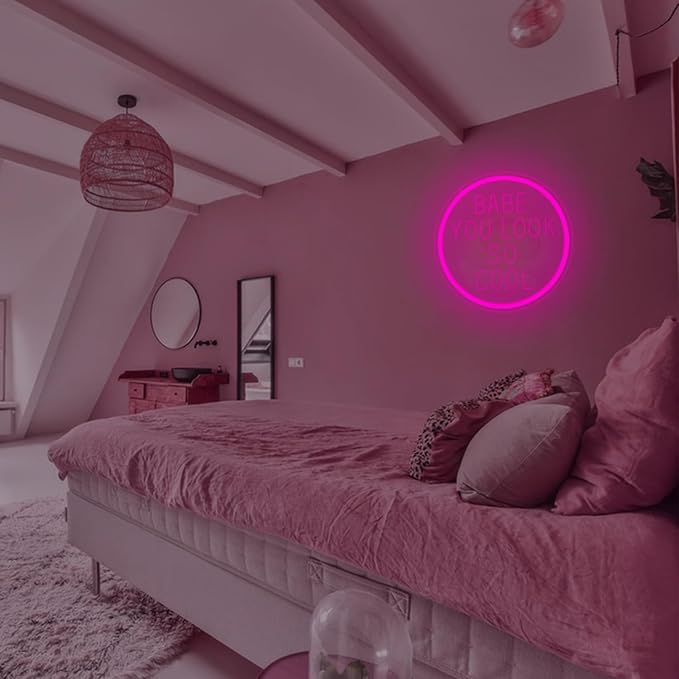 Babe You Look So Cool Neon Sign for Wall Decor Dimmable Led Sign Neon Light Up Sign for Bedroom Home Gym Salon Bar Party Aesthetic Wall Art Decorations Gifts Wedding