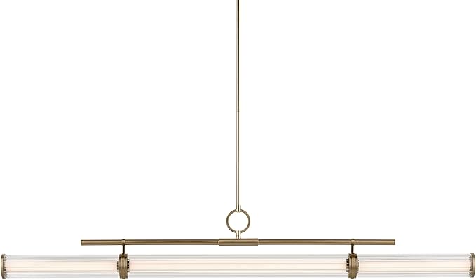 Kichler Riven LED 1-Light Linear Chandelier with Clear Fluted Glass in Champagne Bronze, Sloped Ceiling Compatible, for Kitchen or Dining Room (9.5" x 8" x 60.25"), 52754CPZLED