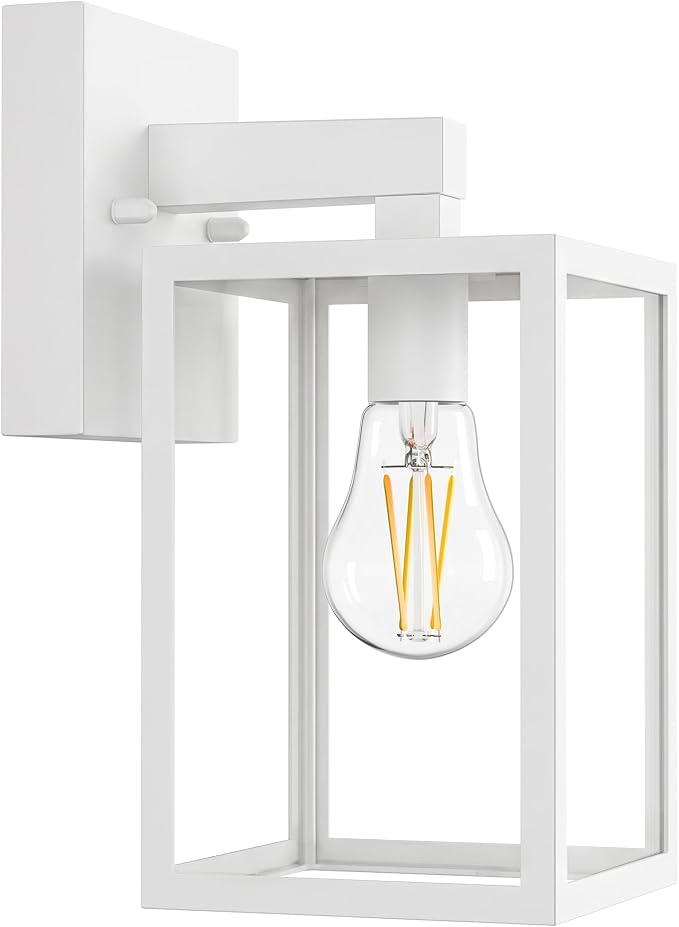 Outdoor Wall Lantern, Waterproof Exterior Wall Sconce Light Fixture, White Front Door Lamp, Anti-Rust E26 Socket Porch Lighting