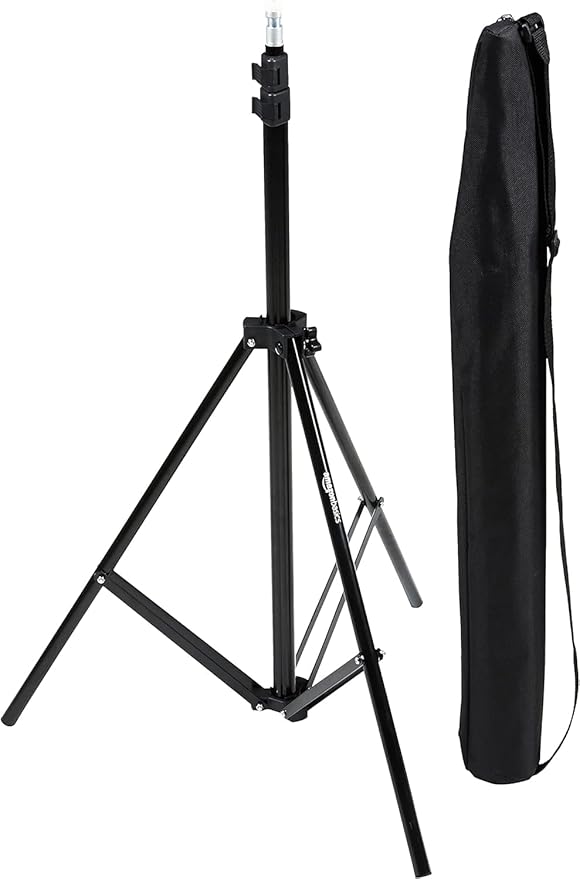 Amazon Basics Portable Aluminum Photography Light Stand Tripod with Case, 2.8-6.7 feet, Black