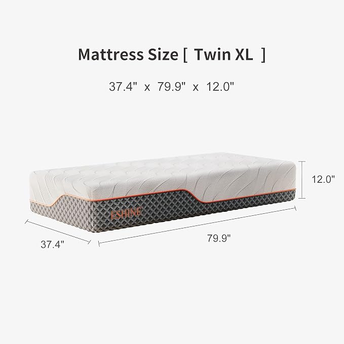 ESHINE Adjustable Bed Frame + 12" Hybrid Mattress Split King(Medium) - Luxury Gel Memory Foam, Upholstered Bed Frames with Massage, USB, Under Bed Night Light, Head and Foot Incline, Split King
