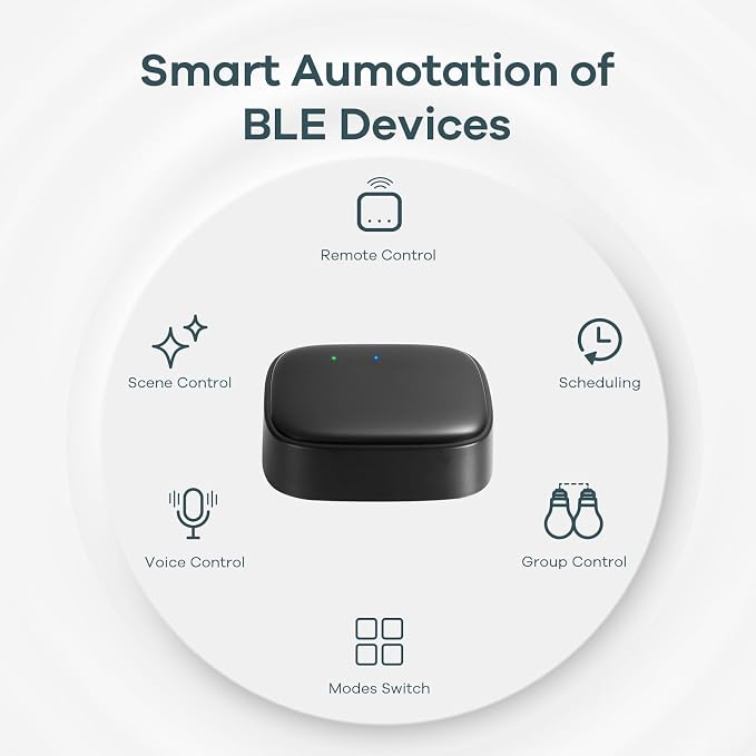 Linkind Outdoor Lights Smart Hub, Bluetooth Mesh Networks Group Control 32 Devices, 43 Dynamic Preset Scenes and Multiple Music via Remote Control, USB Charged, Work with Alexa and Google Assistant