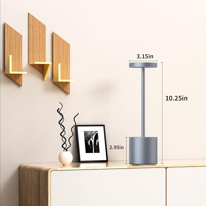 SAKRINGT 2 Pack Cordless Table Lamp Rechargeable,5000mAh Battery Operated Portable LED Table Light,Dimming Desk Lamp for Patio/Restaurant/Outdoor (Grey) | SAKRINGT 3 Color Stepless Dimming,72Hrs Long Lasting Battery Operated,Portable Waterproof Touch f...