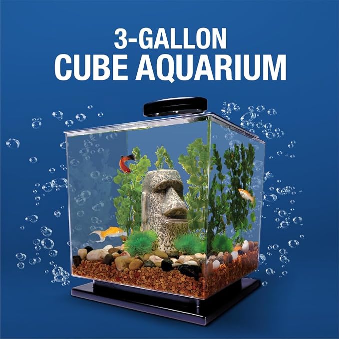 Tetra Cube 3 Gallon Starter Fish Tank Kit | Aquarium Kit Includes LEDs, 3 Gallon Acrylic Tank, Filter & Cartridge, For Small Tropical Fish, Guppies, Goldfish, or Betta