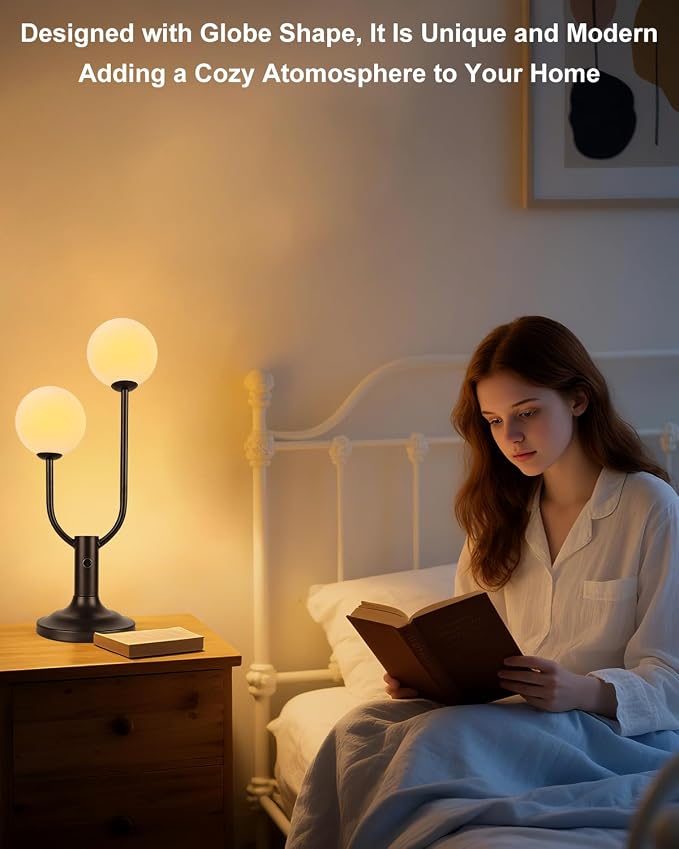 Globe Gold Table Lamp for Bedroom Gift Dimmable G9 Bulbs Included | Modern Round Ball Lamp Nightstand Desk Lamp Ambient Warmwhite Bedside Lamps for Living Room Dining Party Home Office Decor