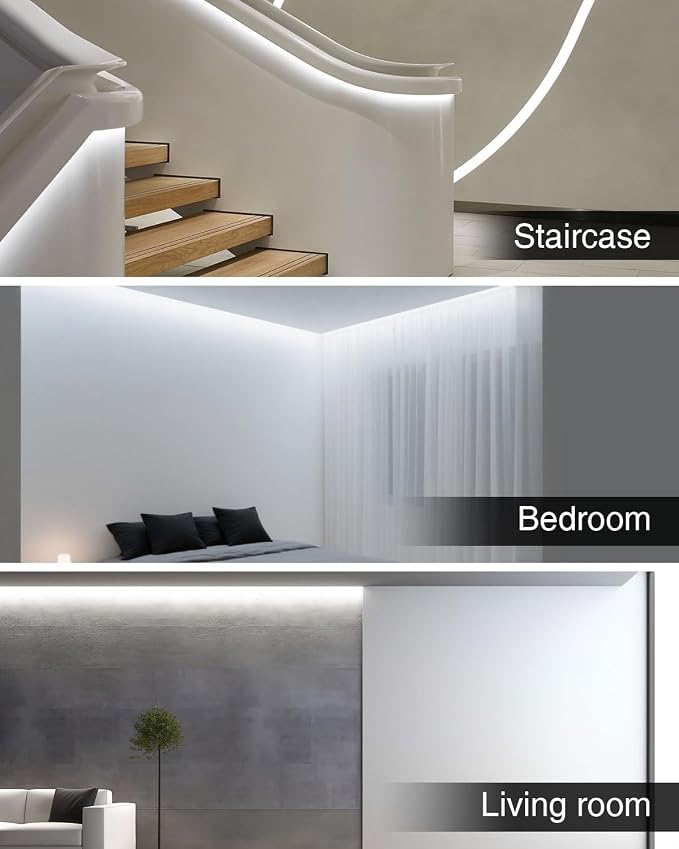 Aclorol 6FT USB LED Strip Lights for Bedroom 2 Pack Cold White 6000K | Dimmable Brightness, 5V COB LED Strip with Self-Adhesive, Flexible for Bedroom Kitchen Cabinet Mirror Staircase DIY Lighting