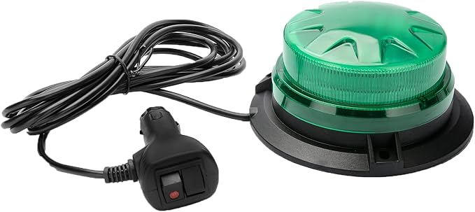 Green Led Emergency Strobe Beacon Lights for Car Vehicles 12V 24V 24-LEDs | Magnetic Mount, 8 Flash Model, Warning Safety Flashing, Rooftop Signal Lamp for Forklife Construction Truck Tractor Golf SUV