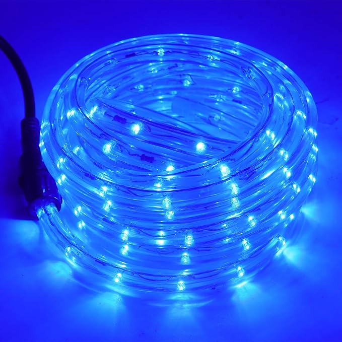 9.9ft 2-Wire Waterproof LED Rope Light Kit,110V-120V PVC 30 LED/M Tube Lights Strip for Background, Outdoor, Christmas, Home Decoration(Blue)