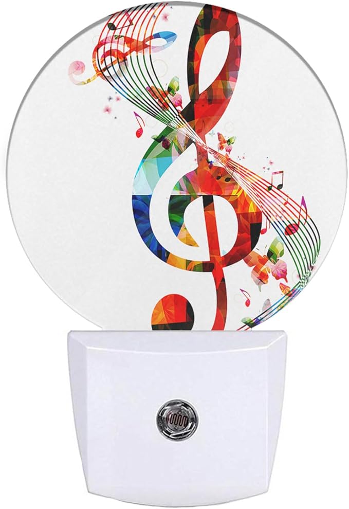 EKOBLA Music Night Light Colorful Music Notes Night Lights Plug into Wall for Girls Boys Men Women, Dusk to Dawn Sensor LED Nightlight Home Office