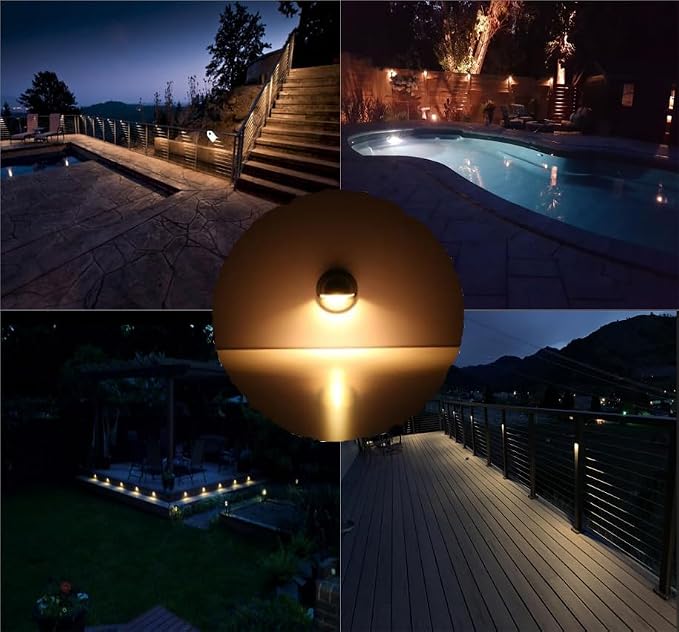 Pack of 10 Warm White Low Voltage LED Deck Lights kit Φ1.38 Outdoor Garden Yard Decoration Lamp Recessed Landscape Pathway Step Stair Warm White LED Lighting, Black