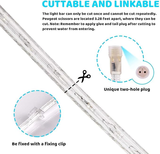 LED Rope Lights Outdoor Warm White, Waterproof 50FT Cuttable 3000K Lighting Indoor 110V Connectable Flexible Electric Lights for Christmas Trees Bedroom Outside Patio Decor, Not Flat Strip