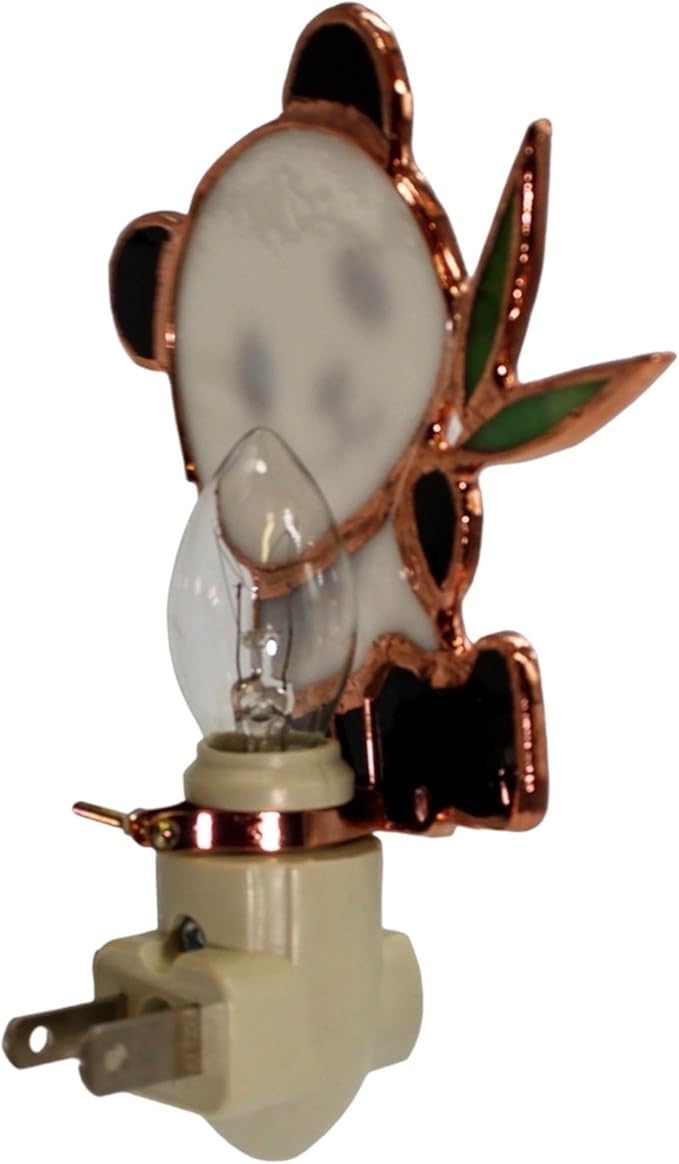 Gift Essentials Panda Plug in Night Light - Stained Glass Nightlight with On/Off Rocker Switch - Includes One 4 Watt Replaceable Incandescent Warm Glow Bulb