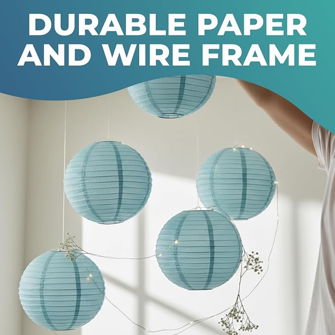 Fun Express 12" Medium Slate Blue Hanging Round Paper Lanterns - 6 Piece