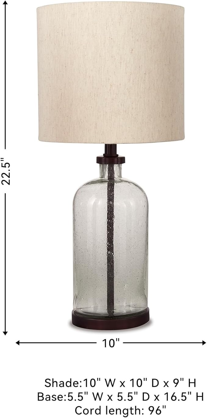 Signature Design by Ashley Bandile Modern Farmhouse 22.5" Seeded Glass Table Lamp, Bronze