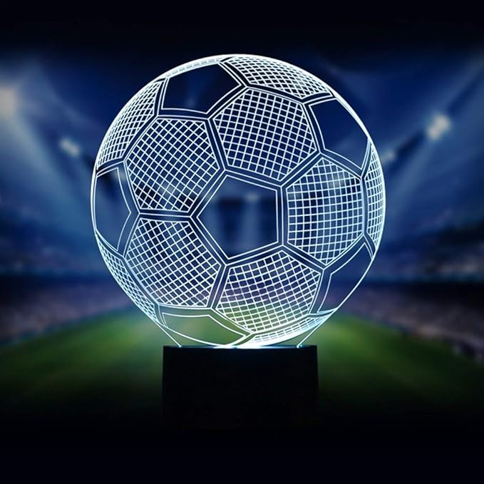 Wiscky Soccer Night Lights for Kids 3D Illusion Football Lights Lamp 7 LED Colors Changing Touch Table Desk Lamps Decorative Lighting Cool Toys Gifts Birthday Holiday Xmas Gifts Sports Theme Fans