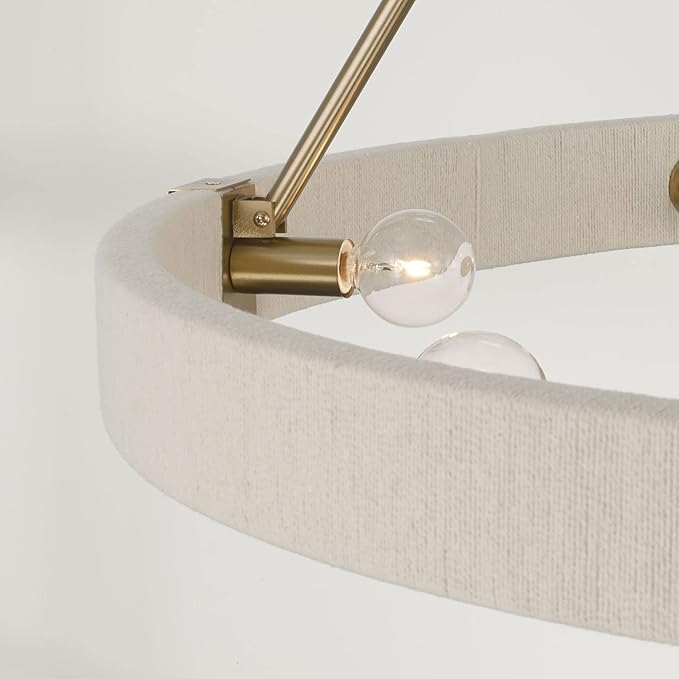Capital Lighting 449881MA Delaney Modern Hand-Wrapped Rope Round Chandelier, 8-Light 480 Total Watts, 30" H x 36" W, Matte Brass