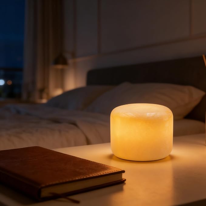 Marmor Marble Lamp Table Lamp Unique Stone Touch Lamp Pat Lamp Type-C 3 Way Bedside Lamp Ambient Light Bedroom Stands Night Light Decorative LED Warm Portable Lamp Rechargeable(Peach Jade)