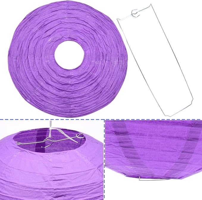 3pcs Paper Lanterns Decorative Round Chinese Paper Lanterns for Birthday Halloween Wedding Baby Bridal Shower Home Decor Party Decoration (12in/Deep Purple)
