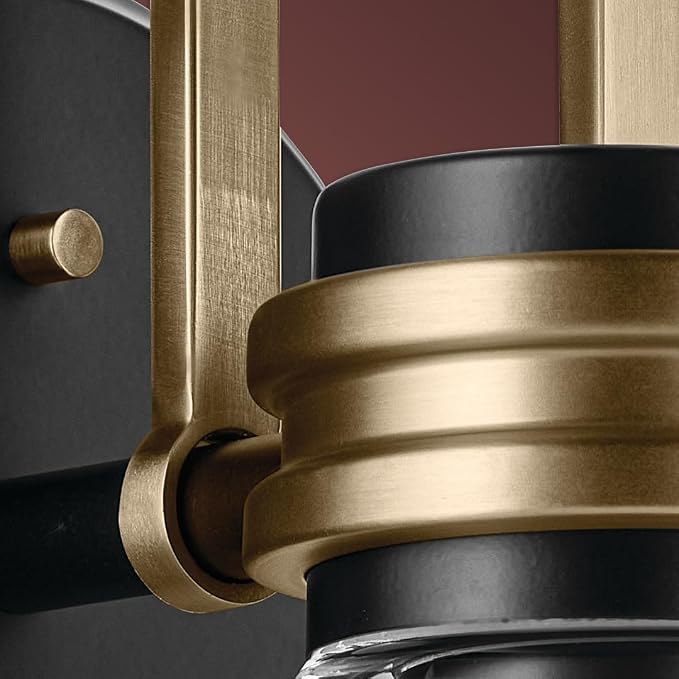 Kichler Farum 1-Light Bathroom Wall Light, Black | Modern wall light with clear glass for bathrooms, hallways and bedrooms (7.25" x 9.5"), 55153BKCLR