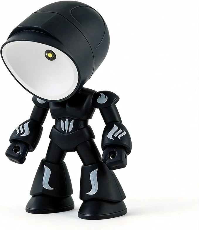 Lonely Robot LED Mini Night Light, Cartoon Cute Companion Desk Lamp with Magnetic Base, Gift for Thanksgiving Christmas Halloween Birthday, Room Decor (Black)
