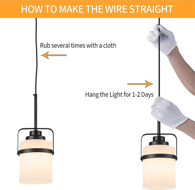 Modern Black Pendant Lights Kitchen Island Light, Adjustable Hanging Light Fixture with Milk Glass Shade, Farmhouse Pendant Light for Dining Room Bar Over Sink/Table/Counter, 2 Pack