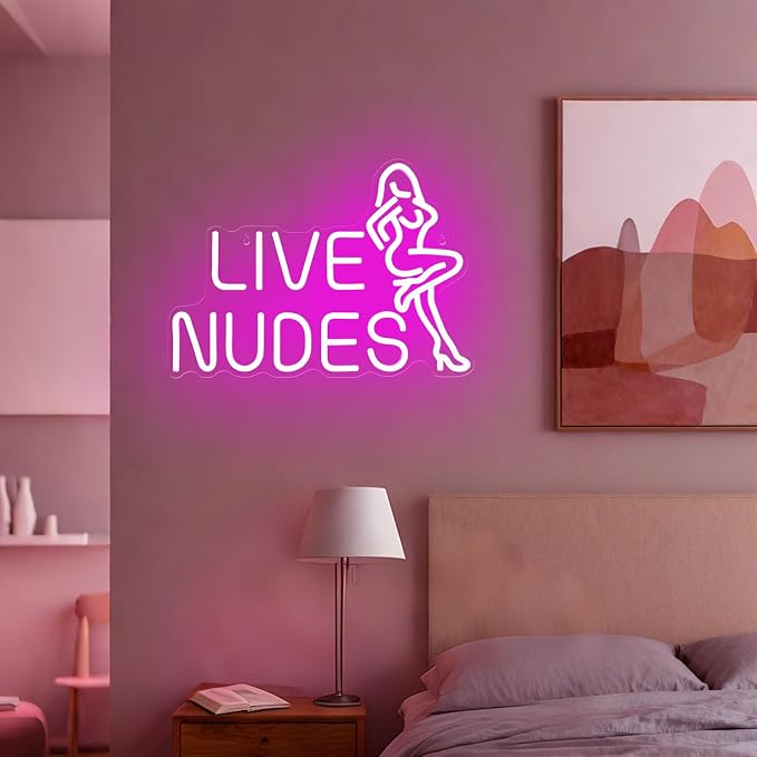 Lady Neon Sign Dimmable Pink LED Lights Bar Club Lounge Man Cave Wall Art | USB Powered Neon Sign with Vintage Lady Design Pink LED Light for Bar Basement Bachelor Club Party Bedroom Shop Wall Decor