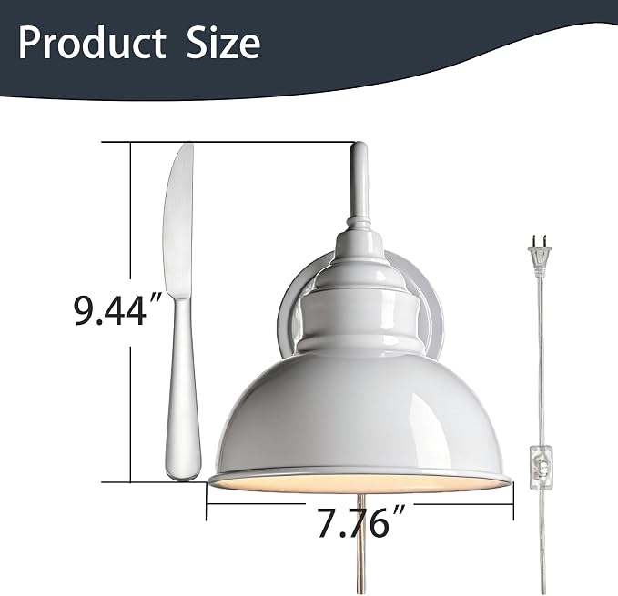 Mini Gooseneck Wall Sconce, 2-Way Mount with Switch, Bright White | Flexible Gooseneck, Plug-in & Hardwired Dual Installation, On/Off Switch Included, Fits Bedroom, Corridor, Porch