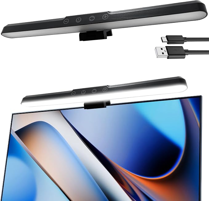 Monitor Light Bar, Computer Monitor Lamp for Eye Care, Home Office (15.3") | USB Reading Light with 3 Color Modes, No Screen Glare, Touch Control, Space Saving, 5 Brightness Levels, 70° Adjustable Angle