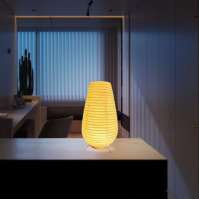 10 Inch Battery Operated Lamp, Cute Paper Lamp, Cozy Accent Table Lamp, Small Tabletop Night Light for Bedroom Living Room Desk