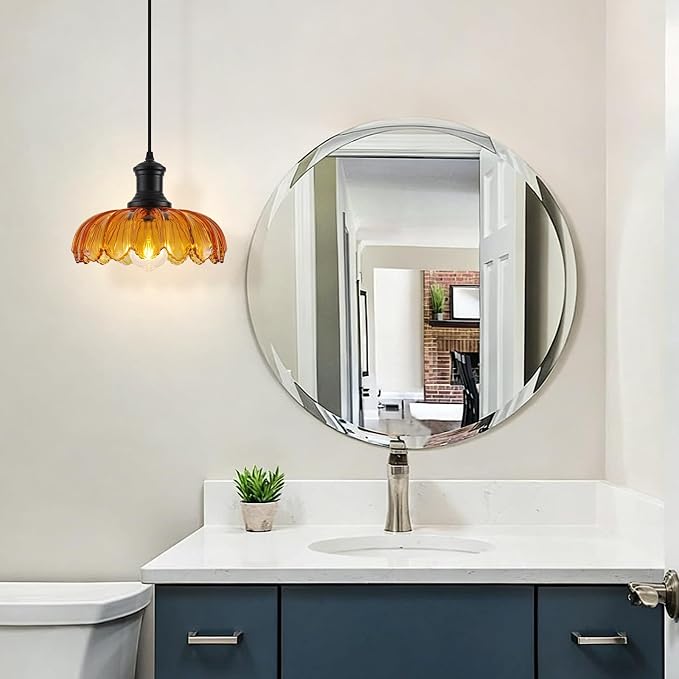 Orange Pendant Light, Kitchen Pendant Light with Glass Shade, Vintage Pendant Lighting for Kitchen Island, Dining Room, Bedroom, Living Room, Bathroom, Hallway, Sink