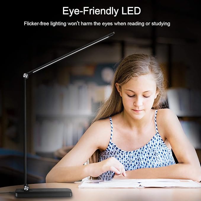 AFROG 8-in-1 LED Desk Lamp with 10W Fast Wireless Charger,USB Charging Port,Desk Lamps for Home Office,5 Color Mode 7 Brightness Desk Light Night Light,40Min Timer, Reading Table Lamp for Bedroom