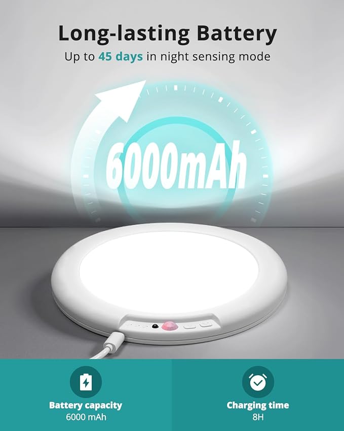 wowatt 4Pcs Battery Operated Ceiling Lights Rechargeable with Motion Sensor | Wireless Shower Light with Remote, 3000K 4500K 6500K 7.48", Dimmable Stick On Battery Light for Ceiling,Lámparas Recargables