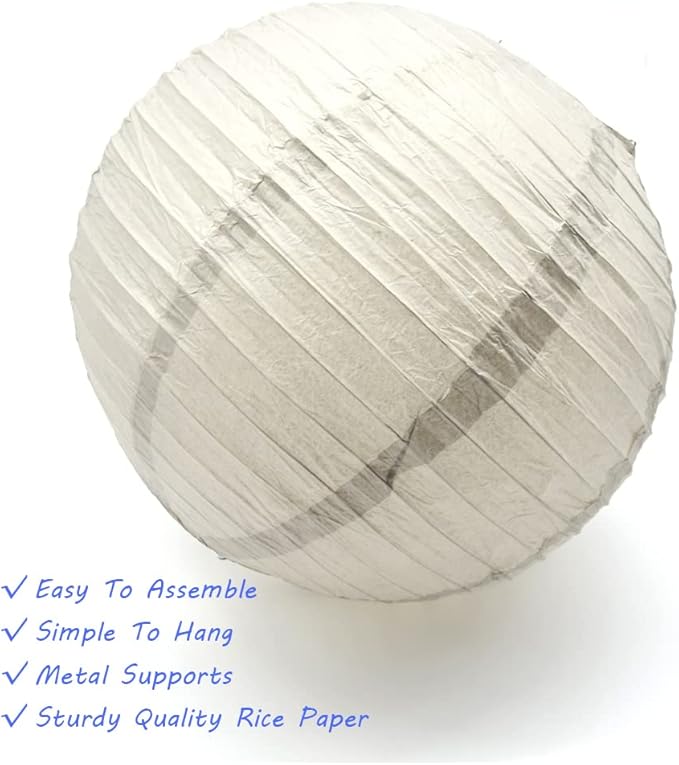 3pcs Paper Lanterns Decorative Round Chinese Paper Lanterns for Birthday Halloween Wedding Baby Bridal Shower Home Decor Party Decoration (12in/Grey)