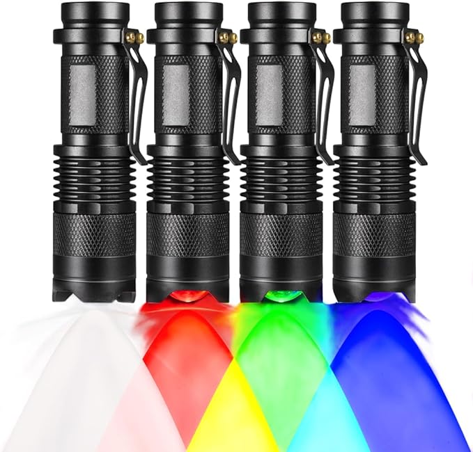 4 Color Light Single Mode Red Green Blue Cool White Light Flashlight for Night Observation