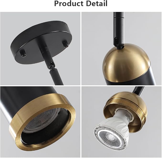 5-Light Track Lighting Kit Black Track Light Flexibly Rotatable Light Head Adjustable Height Modern Spotlight for Kitchen Living Room Dining Room Bedroom Closet Bar