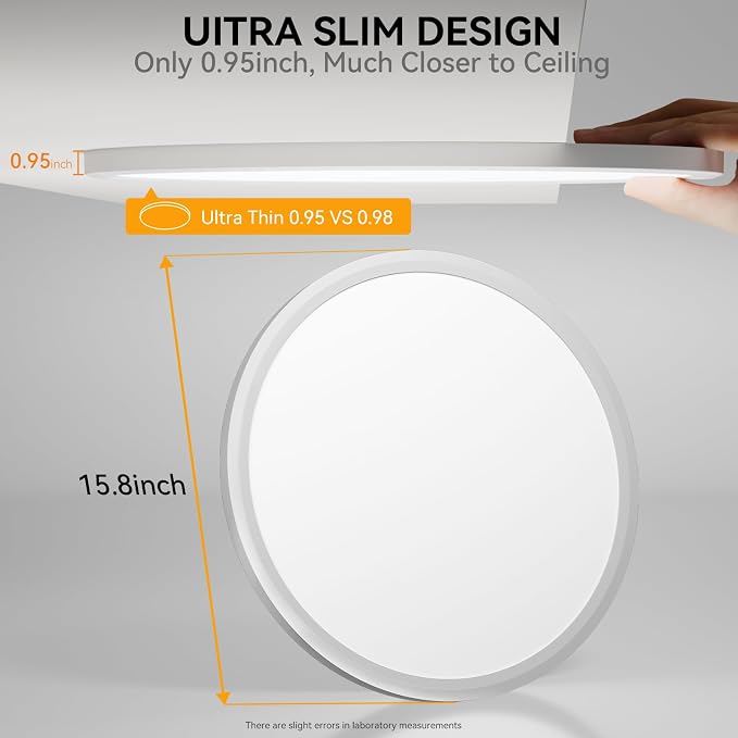 5CCT 3000k/3500K/4000K/5000k/6000k Selectable, Led Flush Mount Ceiling Light, 15.8 Inch 4800LM Round Modern Flat Panel,Super Slim for Living Dining Kitchen Bedroom Room