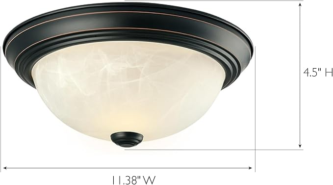 Design House 587519 Traditional 2 Pack 2-Light Indoor Dimmable Ceiling Light with Alabaster Glass for Bedroom Hallway Kitchen Dining Room, Oil Rubbed Bronze, 11-Inch | Dimmable, Ceiling Mount, Traditional, Steel, 2-Pack, Lighting, 587519