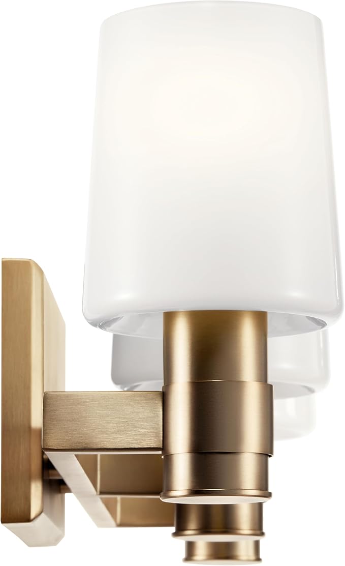 Kichler Adani 3-Light Bathroom Vanity Light, Champagne Bronze | Modern vanity light with opal glass for bathrooms and powder rooms (24" x 8.25"), 55176CPZ