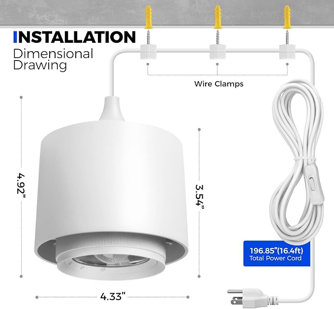 Barrina TR40 Hanging Plant Lights for Indoor Plant, 40W 5000K Full Spectrum | Adjustable Beam Angle (15°-60°), High PPFD, Spotlight Grow Light with Timer for Indoor, Large Tall Plant, Flowers, White