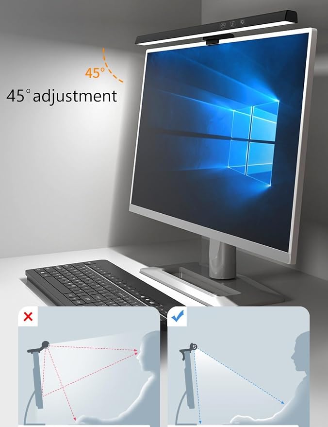 Computer Monitor Lamp, Screen Monitor Light Bar for Eye Caring, Screen Monitor Light Bar with Backlight for Eye Caring, E-Reading LED Task Lamp with Dimming Adjustment, Perfect for Reading and Study