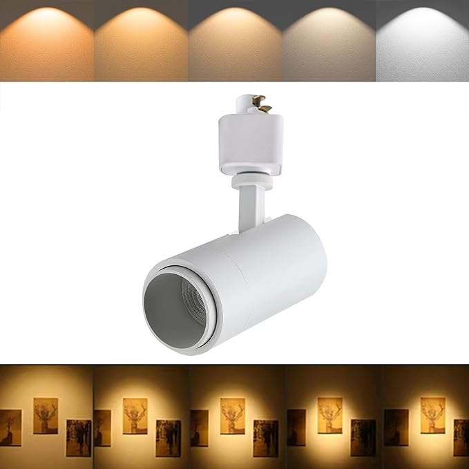 5CCT LED Track Lighting Heads 12W Dimmable,Zoomable Beam15°/24°/36°/45°/60°,2700K/3000K/3500K/4000K/5000K,Single Circuit H Track Lighting Heads Ceiling Fixtures Art Lighting (5CCT-White)