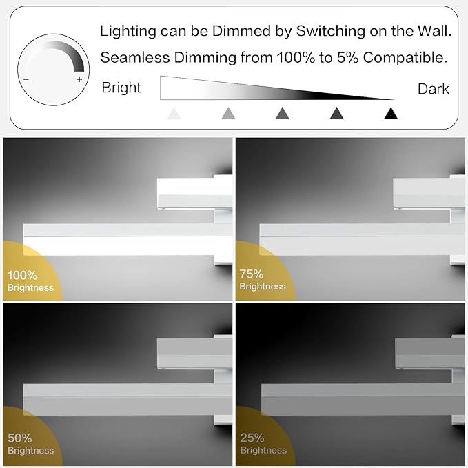 PRESDE 24 Inch Vanity Light Brushed Nickel Bathroom Light Fixtures Over Mirror LED Modern Bath Lighting Bar Dimmable
