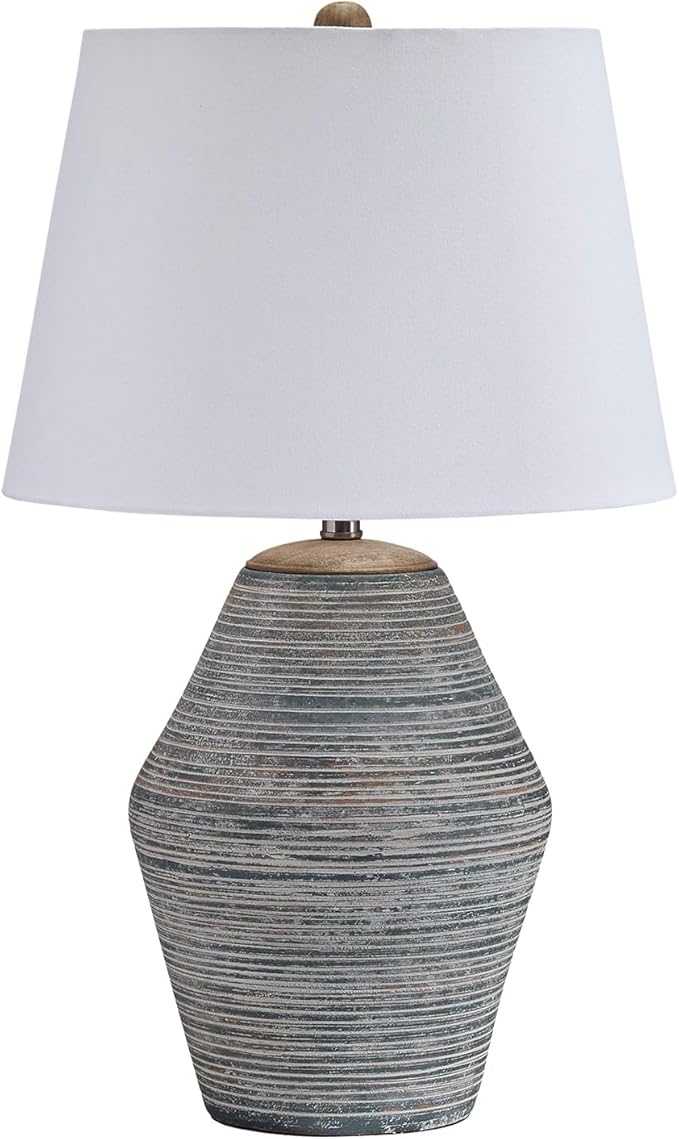 Signature Design by Ashley Lawrock Farmhouse Table Lamp with 3-Way Switch and Empire Shade, Blue