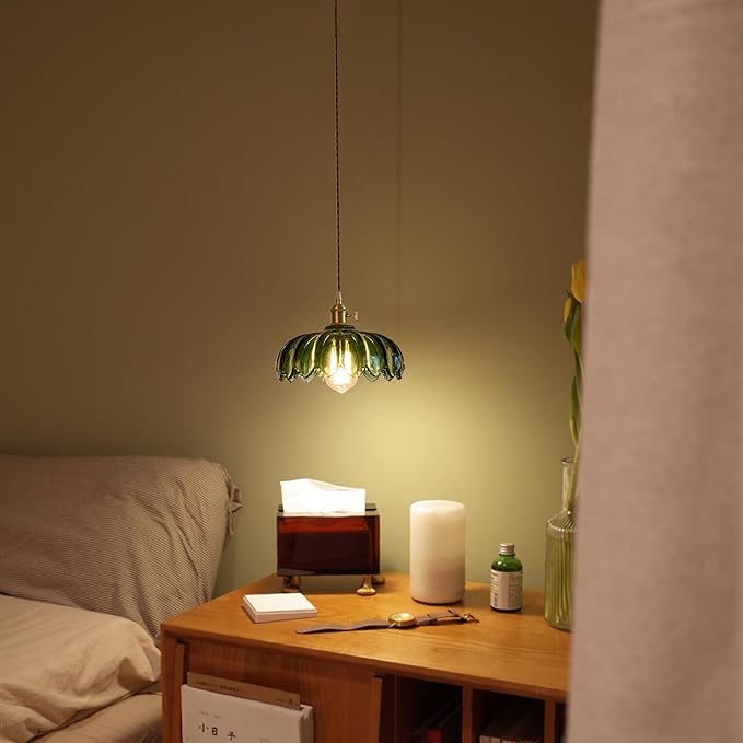 XZHGCEE Vintage Pendant Light Fixtures: Glass Pendant Lights Kitchen Island, Green Pendant Light, Modern Chandelier Pendant Green Light Fixture for Bedroom Dining Room
