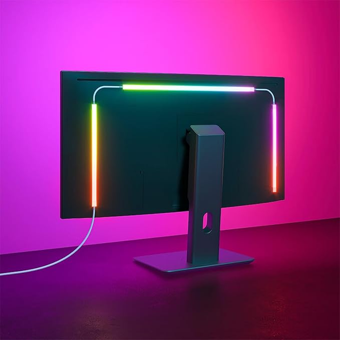 Monitor LED Backlights, RGB Screen Desk Light PC, Computer Light Bar Behind Monitor, LEDs for Desk Gaming, USB Port, LED Strip Lights That Sync with Screen Color or Music(32 inches)